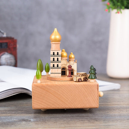 Christian Auditorium Shape Home Decor Originality Wooden Musical Boxes-garmade.com