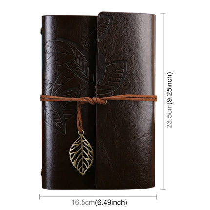Creative Retro Autumn Leaves Pattern Loose-leaf Travel Diary Notebook, Size: L (Coffee)-garmade.com