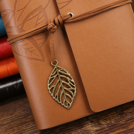 Creative Retro Autumn Leaves Pattern Loose-leaf Travel Diary Notebook, Size: L (Coffee)-garmade.com