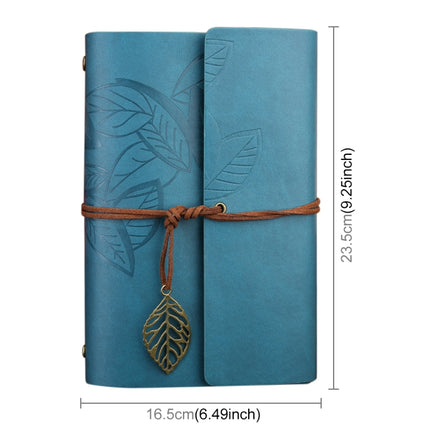 Creative Retro Autumn Leaves Pattern Loose-leaf Travel Diary Notebook, Size: L (Blue)-garmade.com
