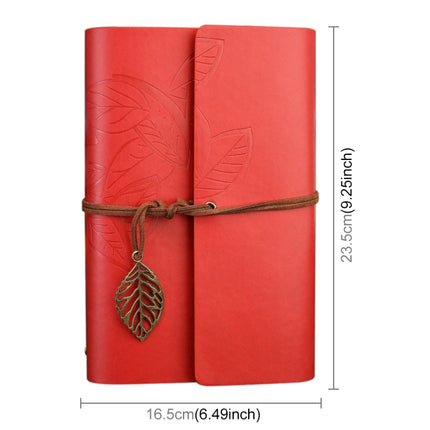 Creative Retro Autumn Leaves Pattern Loose-leaf Travel Diary Notebook, Size: L (Red)-garmade.com