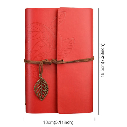 Creative Retro Autumn Leaves Pattern Loose-leaf Travel Diary Notebook, Size: M (Red)-garmade.com