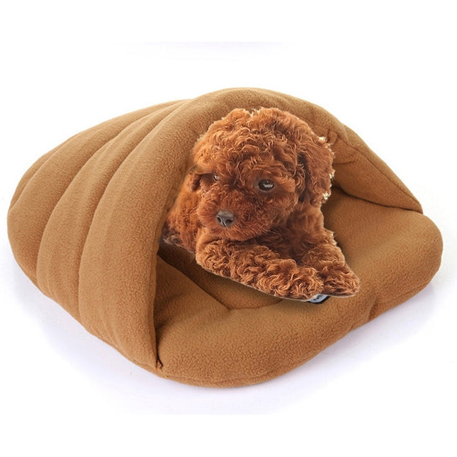 Slipper Shape Polar Fleece Warm Thicken Pet Dogs Cats House Size: L, 58×68×32cm(Coffee)-garmade.com