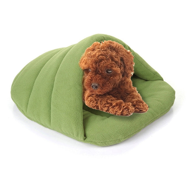 Slipper Shape Polar Fleece Warm Thicken Pet Dogs Cats House Size: L, 58×68×32cm(Green)-garmade.com