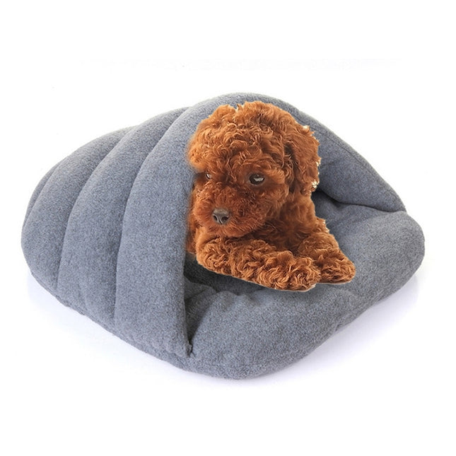 Slipper Shape Polar Fleece Warm Thicken Pet Dogs Cats House Size: L, 58×68×32cm(Grey)-garmade.com