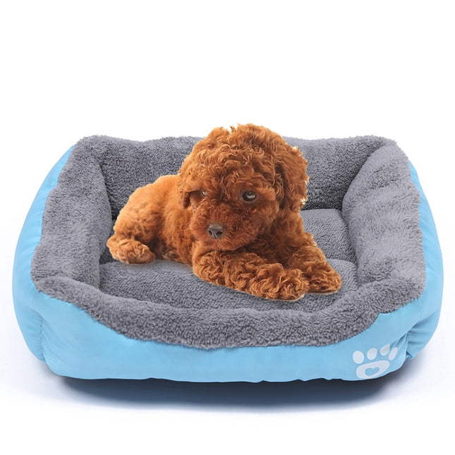 Candy Color Four Seasons Genuine Warm Pet Dog Kennel Mat Teddy Dog Mat, Size: 3XL, 110×82×20cm (Blue)-garmade.com