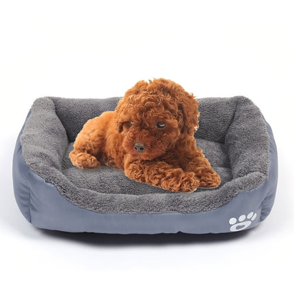 Candy Color Four Seasons Genuine Warm Pet Dog Kennel Mat Teddy Dog Mat, Size: L, 66×50×14cm (Grey)-garmade.com