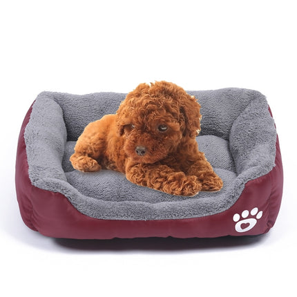 Candy Color Four Seasons Genuine Warm Pet Dog Kennel Mat Teddy Dog Mat, Size: L, 66×50×14cm (Wine Red)-garmade.com