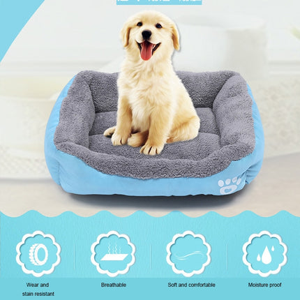 Candy Color Four Seasons Genuine Warm Pet Dog Kennel Mat Teddy Dog Mat, Size: XL, 80×60×16cm (Blue)-garmade.com
