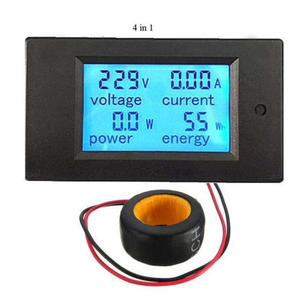 PZEM-061 4 in 1 DC Digital Display Meter Voltage Measuring Instrument, AC 80-260V, 100A(Black)-garmade.com