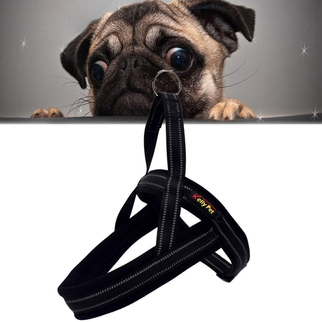 Pet Dogs A7 Reflective Polyester Chest Harness Lead Leash Traction Big Dogs Safety Chain Rope Collar, Size: S, 2.0*50*62cm (Black)-garmade.com