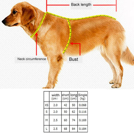 Pet Dogs A7 Reflective Polyester Chest Harness Lead Leash Traction Big Dogs Safety Chain Rope Collar, Size: S, 2.0*50*62cm (Black)-garmade.com