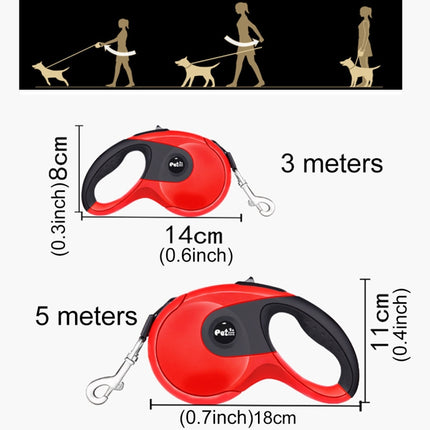Pet Dogs High Quality Automatic Telescopic Rope ABS Rubber Non-slip Safety Chain Rope, Rope Length: 3m (Red)-garmade.com