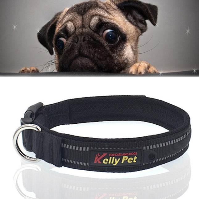 Pet Dogs Polyester Reflective Breathable Pets Collar Traction Lead Leash, Size: S, 2.0*35*40cm (Black)-garmade.com