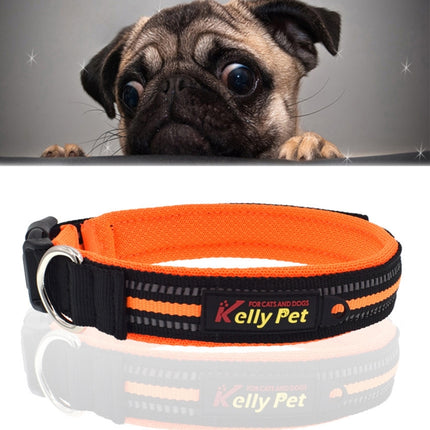 Pet Dogs Polyester Reflective Breathable Pets Collar Traction Lead Leash, Size: S, 2.0*35*40cm (Orange)-garmade.com