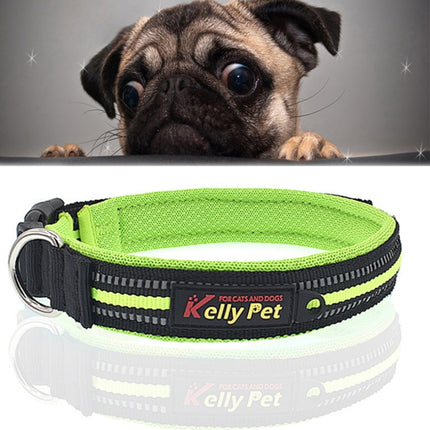 Pet Dogs Polyester Reflective Breathable Pets Collar Traction Lead Leash, Size: S, 2.0*35*40cm (Green)-garmade.com