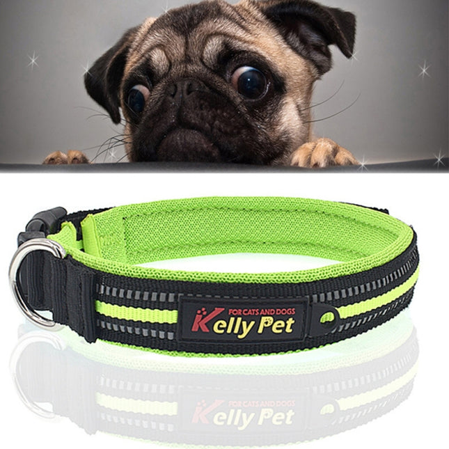 Pet Dogs Polyester Reflective Breathable Pets Collar Traction Lead Leash, Size: S, 2.0*35*40cm (Green)-garmade.com