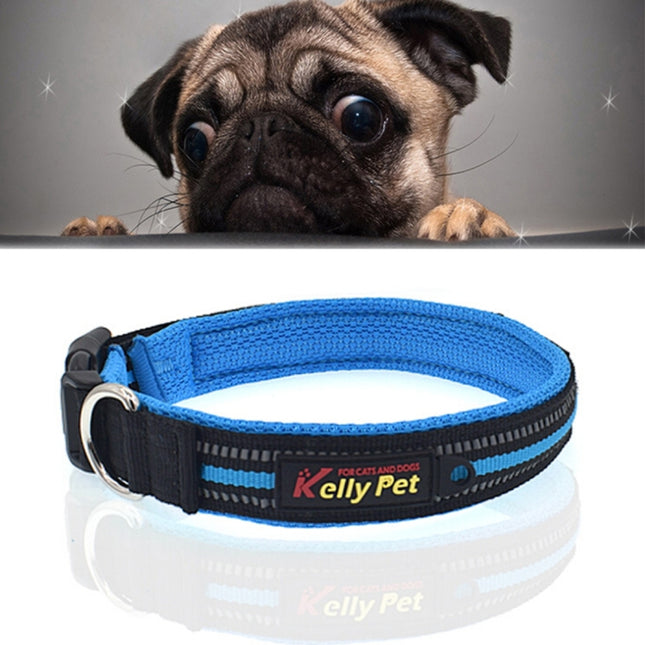 Pet Dogs Polyester Reflective Breathable Pets Collar Traction Lead Leash, Size: S, 2.0*35*40cm (Blue)-garmade.com