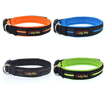 Pet Dogs Polyester Reflective Breathable Pets Collar Traction Lead Leash, Size: S, 2.0*35*40cm (Orange)-garmade.com