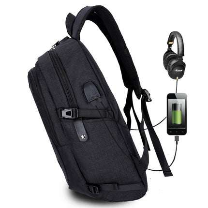 Multi-Function Large Capacity Travel Casual Backpack Laptop Computer Bag with External USB Charging Interface & Headphone Jack & Anti-theft Lock for Men(Black)-garmade.com