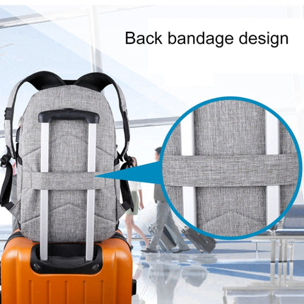Multi-Function Large Capacity Travel Casual Backpack Laptop Computer Bag with External USB Charging Interface & Headphone Jack & Anti-theft Lock for Men(Grey)-garmade.com