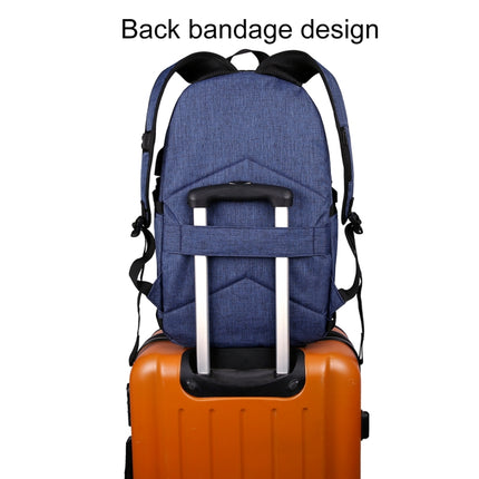 Multi-Function Large Capacity Travel Casual Backpack Laptop Computer Bag with External USB Charging Interface & Headphone Jack & Anti-theft Lock for Men(Blue)-garmade.com