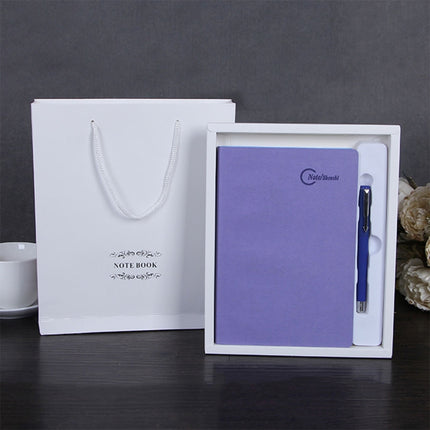 Simple Exquisite Craft Private Custom Leather Cover Business Notebook Boxed Gift Office Stationery(Purple)-garmade.com
