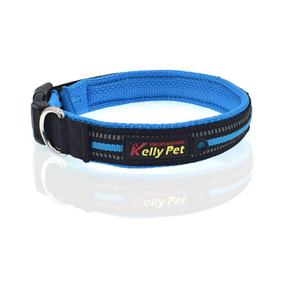 Pet Dogs Polyester Reflective Breathable Pets Collar Traction Lead Leash, Size: M, 2.5*42*47cm (Blue)-garmade.com