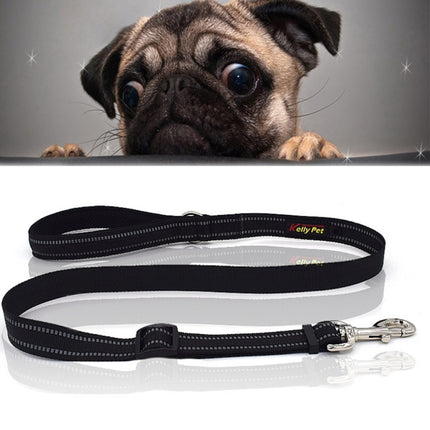 Pet Dogs Nylon Night Reflective Breathable Handheld Traction Lead Leash, Size: S, Adjustable Range: 2.0*(100-140cm)(Black)-garmade.com