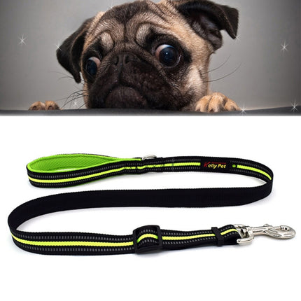 Pet Dogs Nylon Night Reflective Breathable Handheld Traction Lead Leash, Size: S, Adjustable Range: 2.0*(100-140cm)(Green)-garmade.com