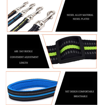 Pet Dogs Nylon Night Reflective Breathable Handheld Traction Lead Leash, Size: S, Adjustable Range: 2.0*(100-140cm)(Blue)-garmade.com