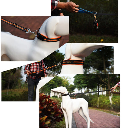 Pet Dogs Nylon Night Reflective Breathable Handheld Traction Lead Leash, Size: S, Adjustable Range: 2.0*(100-140cm)(Blue)-garmade.com