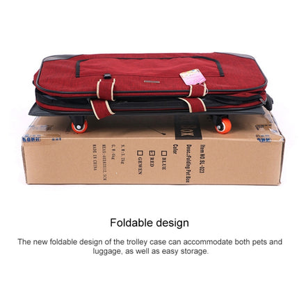 DODOPET Outdoor Portable Foldable Four Wheels Cat Dog Pet Carrier Bag Draw Bar Box (Red)-garmade.com