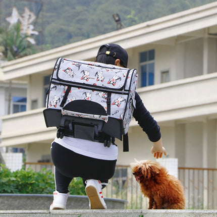 DODOPET Multi-function Outdoor Portable Two Wheels Cat Dog Pet Carrier Bag Knapsack Draw Bar Box(Blue)-garmade.com
