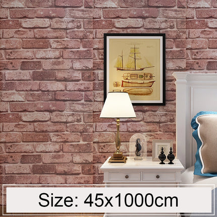 Brown Brick Creative 3D Stone Brick Decoration Wallpaper Stickers Bedroom Living Room Wall Waterproof Wallpaper Roll, Size: 45 x 1000cm-garmade.com