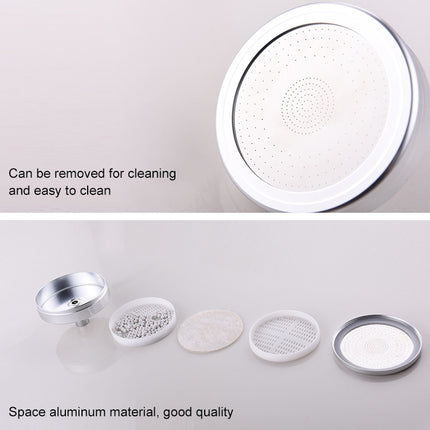Removable and Washable Space Aluminum Plated Round Pressurized Top Spray Shower Head, Size: 82mm(Silver)-garmade.com