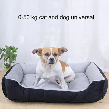 Dog Bone Pattern Big Soft Warm Kennel Pet Dog Cat Mat Blanket, with Rattan Mat & Blanket Size: S, 60×45×15cm (Black Grey)-garmade.com
