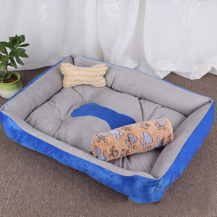 Dog Bone Pattern Big Soft Warm Kennel Pet Dog Cat Mat Blanket, with Blanket Size: L, 80×60×15cm(Light Grey)-garmade.com
