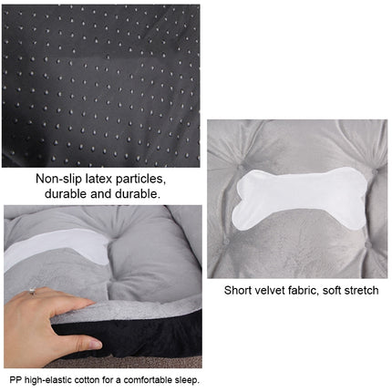 Dog Bone Pattern Big Soft Warm Kennel Pet Dog Cat Mat Blanket, with Blanket Size: S, 60×45×15cm (Black Grey)-garmade.com