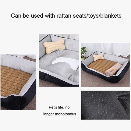 Dog Bone Pattern Big Soft Warm Kennel Pet Dog Cat Mat Blanket, with Blanket Size: S, 60×45×15cm (Black Grey)-garmade.com