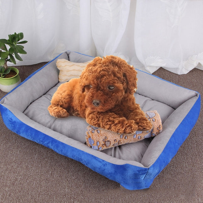Dog Bone Pattern Big Soft Warm Kennel Pet Dog Cat Mat Blanket, with Blanket Size: S, 60×45×15cm (Light Grey)-garmade.com