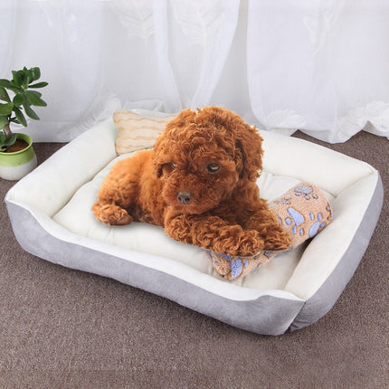 Dog Bone Pattern Big Soft Warm Kennel Pet Dog Cat Mat Blanket,with Blanket Size: XXS, 45×30×15cm (Grey White)-garmade.com
