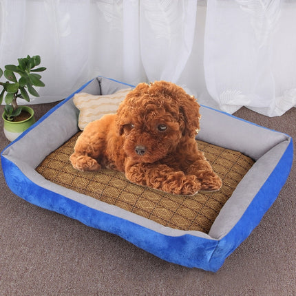 Dog Bone Pattern Big Soft Warm Kennel Pet Dog Cat Mat Blanket, with Rattan Mat Size: M, 70×50×15cm (Light Grey)-garmade.com