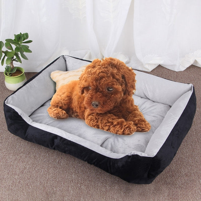 Dog Bone Pattern Big Soft Warm Kennel Pet Dog Cat Mat Blanket, Size: XS, 50×40×15cm (Black Grey)-garmade.com