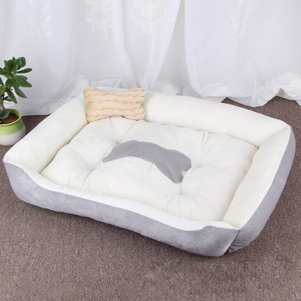 Dog Bone Pattern Big Soft Warm Kennel Pet Dog Cat Mat Blanket, Size: XS, 50×40×15cm (Grey White)-garmade.com