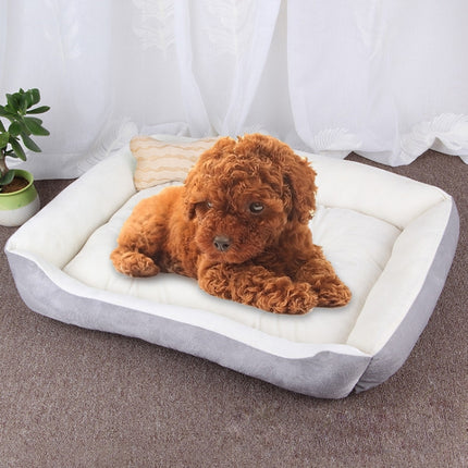 Dog Bone Pattern Big Soft Warm Kennel Pet Dog Cat Mat Blanket, Size: XL, 90×70×15cm(Grey White)-garmade.com