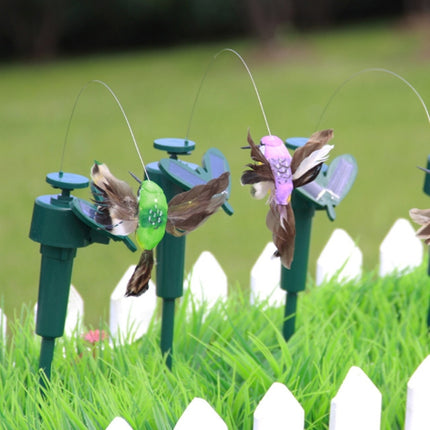 Ornaments Vibration Solar Powered Dancing Flying Hummingbirds with Feather, Garden Wall Yard Decoration Gardening Pastoral Decoration Toys, Random Color Delivery-garmade.com