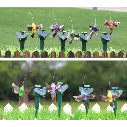 Ornaments Vibration Solar Powered Dancing Flying Hummingbirds with Feather, Garden Wall Yard Decoration Gardening Pastoral Decoration Toys, Random Color Delivery-garmade.com