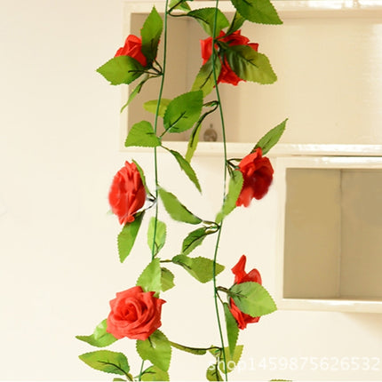 Simulation of Rattan Flowers Artificial Flowers Fake Simulation Champagne Rose Ivy Vine Hangings Garlands for Home Wedding Decoration, Length: 2.5m, Random Color Delivery-garmade.com