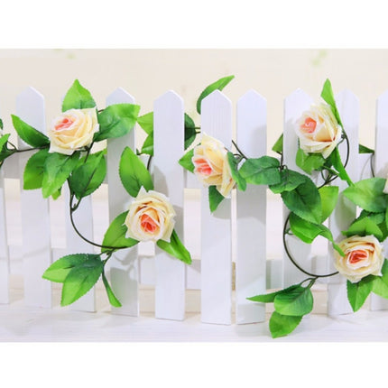 Simulation of Rattan Flowers Artificial Flowers Fake Simulation Champagne Rose Ivy Vine Hangings Garlands for Home Wedding Decoration, Length: 2.5m, Random Color Delivery-garmade.com